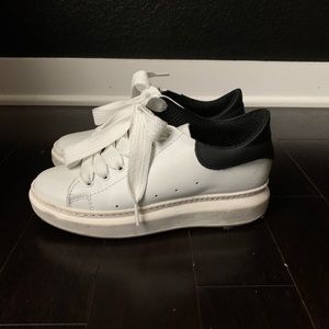 Leather White Chunky Sneakers w/ Platform